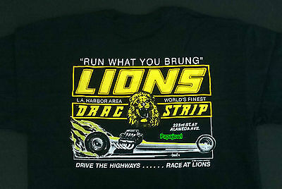 Lions Drag Strip T-shirt "run What You Brung" Long Beach, Ca. Hemi Chevy Mopar